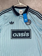 Adidas Originals Oasis Jacquard Jersey Mens Medium Blue Striped Soccer Shirt NWT