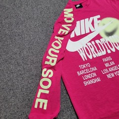 Nike Shirt Mens Small Fireberry Pink Sportswear World Tour Glow In The Dark Tee
