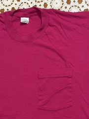 VTG 80s 90s USA Single Stitch XLarge BVD Blank Pink Pocket T-Shirt