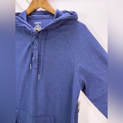 NWT Flag & Anthem MadeFlex Hoodie Blue Henley Pullover Stretch Mens Medium