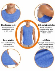 Men’s Comfortable Sleeveless Training Tee Mesh Basketball Tank Tops Muscle Bo…