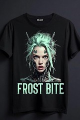 Streetwear Black T-Shirt Frost Bite Sexy Girl Graphic Print Unisex