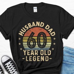 2025/Husband Dad 60 Year Old Legend Retro Shirt, 60th Birthday T-shirt for Him,