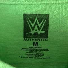 WWE Wrestling Authentic Respect Lime Green Never Give Up Graphic T-Shirt Sz Med