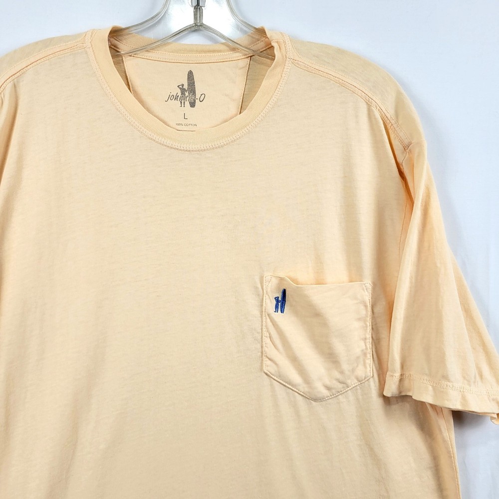 Johnnie-O Dale T-Shirt Mens L Squash Yellow Pocket Short Sleeve 100% Cotton