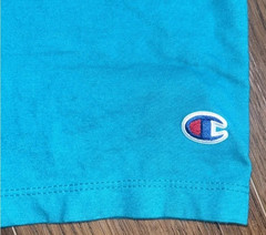 Champion Classic Script Logo Cotton Jersey Tee, Electric Cyan Teal, Medium