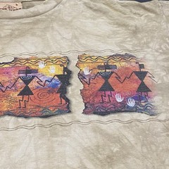 Vintage The Mountain T Shirt Large Leather Tag Grand Canyon Tribal USA Y2K Rare