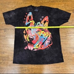 Vintage Y2K The Mountain Black Tie Dye Siberian Husky Dog Art T Shirt Men’s 3XL