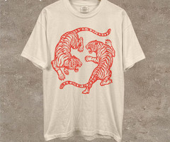 Japanese Fighting Tigers Tee Vintage Tattoo Art Graphic Shirt Retro Tiger Lover