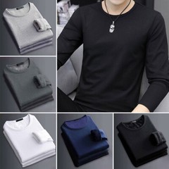 Men Thermal Fleece Lined T-shirt Winter Warm Tops Trouser Long Sleeve T-Shirt