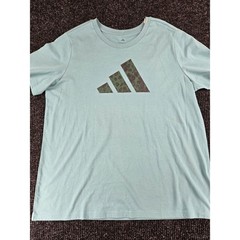 Adidas Mens 2X Graphic T-Shirt Teal Blue Camo Logo Regular Fit KC0799