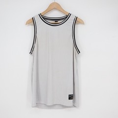 SHEIN Mens Grey Ribbed Tank Top Contrast Trim Graphic Patch Size M 10388