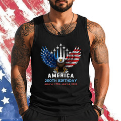 250 Years 1776 2026 Birthday Eagle Jets Flag 4th of July Men Tank top