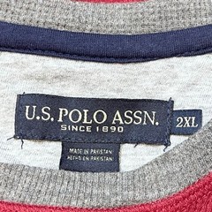 U.S. Polo Association USPA Long Sleeve Tee Shirt 2XL Red Gray New With Tags
