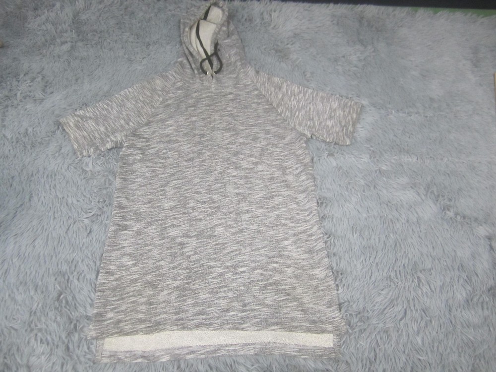 Forever 21 Shirt Mens Small Gray Short Sleeve Hooded Knit Casual Tee Pullover