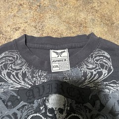 Avirex Shirt Mens 2XL Thermal Black Gray Long Sleeve Skull Biker Jesse Pinkman