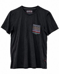 Beautiful Giant Garments black pocket tee with colorful woven/tribal pocket