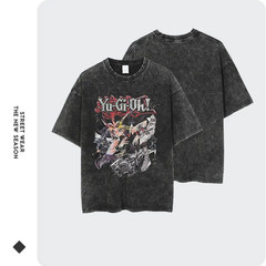 Anime Y-Yu Gi Oh T Shirts Men Retro Vintage Washed Yugi Muto Printed T-Shirt Ove