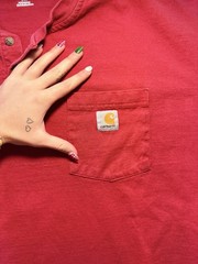 Carhartt Men’s Short Sleeve Pocket T Shirt Red Two Button Size XL