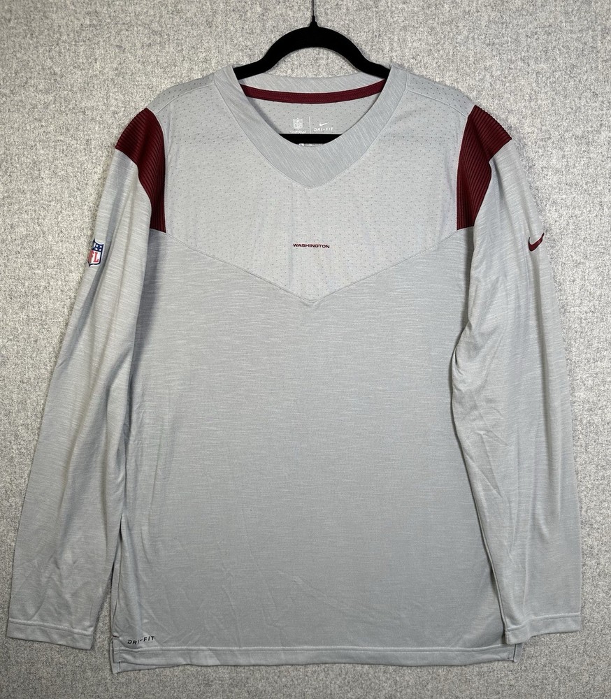 Nike NFL On Field Dri-Fit Long Sleeve Shirt Mens XL Gray Washington Lightweight