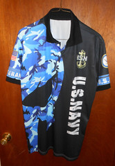 U.S. Navy Veterans Short Sleeve 1/4 Button Front Poly Shirt Large (Chest 46″)