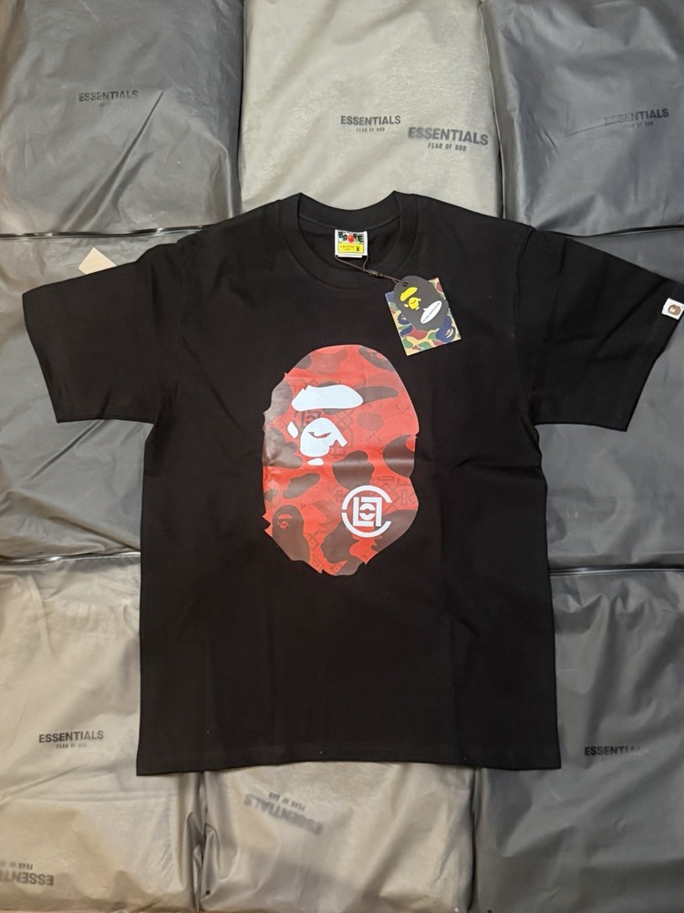 Bathing Ape x Clot T-Shirt Men’s M Size Black Short Sleeve Crew Neck Cotton New