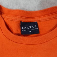 Y2K Nautica Shirt Mens XL Orange Floral Hawaiian Graphic Tee USA Summer Beach