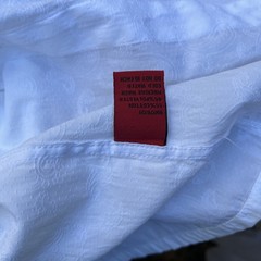 Patroncito Shirt Small White Sleeveless Textured Brocade Fabric Snap Button Dow