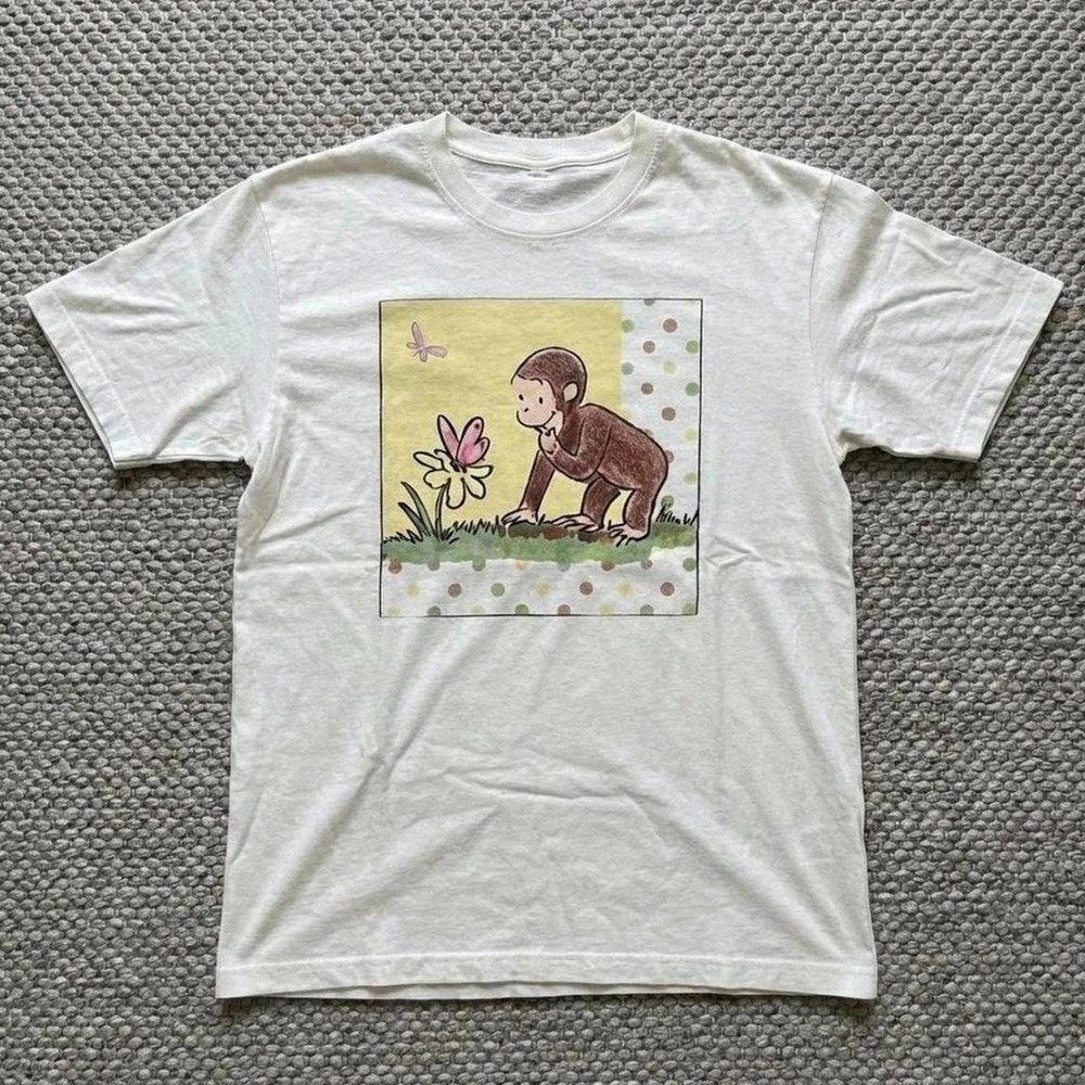 Curious George Monkey Cartoon Graphic Tee Unisex T-Shirt Funny Vintage