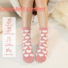 5 Pairs Women Fuzzy Socks Soft Cozy Valentines Day Stocking Stuffers Fluffy