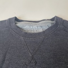 Eddie Bauer Men’s Blue Waffle Knit Long Sleeve Crew Neck Logo T-Shirt Size S
