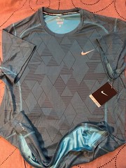 NIKE RUNNING MILER TECH DRI FIT OPTICAL #407 BLUE SHIRT SIZE L MEN $$$$ LAST ONE