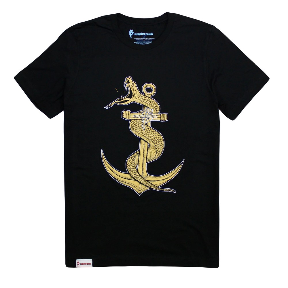 T Shirt Spyderpunk Snake & Anchor Tee Custom Printed Unisex Label Made In USA