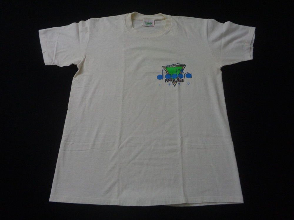 Vintage Diadora Azzurri Shirt Mens Large 90s Soccer Single Stitch