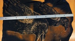 HAND PAINTED ORIGINAL ART Black and brown raven tee .goth.punk . .