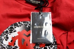Roberto Cavalli “Beachwear” Men’s Red Graphic Print T-Shirt US 2XL IT 56