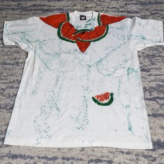 Vtg 90s Screen Stars WATERMELON Print All Over Print 50/50 Graphic Shirt Mens XL
