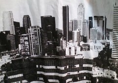 Los Angeles California Typeo Baseball Style T Shirt High Rise Building Graphics