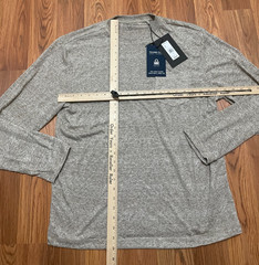 Kenneth Cole Techni-Co Long Sleeve Crew Neck Linen Tee Shirt Large Taupe Heather
