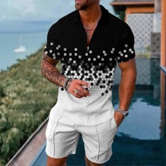 2-Piece Set Men’s Sweatsuit Short Sleeve T Shirts & Shorts Set Summer-Outfit US