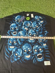 Vintage Liquid Blue Shirt Mens 3XL Black Glow In Dark Blue Skulls Graphic Tee