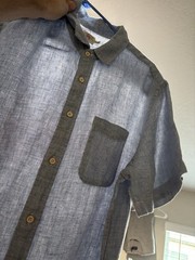 Faherty Brand Short-Sleeve Blue Linen Shirt Men’s XL H14