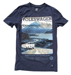 TU Volkswagen Type 2 T1 Men’s Size S Graphic T-Shirt Camper Van Print Navy. A9