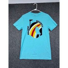 Disney Star Wars Boba Fett Bounty Hunter Graphic Tee Turquoise Blue Small NEW