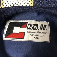 Vintage 90s US Navy Football Jersey Mens 2XL Blue Mesh Satin Cisco Inc 26×30