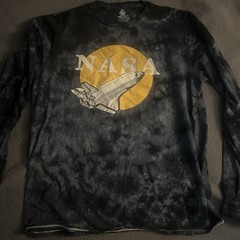 NASA T-shirt Men’s XL Black Gray Adult Long Sleeve Tie Dye USA Casual Outdoors