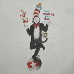 Vintage Dr. Seuss The Cat In The Hat Movie Promo Tee Shirt Size XL 24″x30″ White