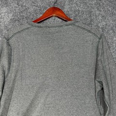 J Crew Shirt Mens Large Henley Gray Cotton Long Sleeve Pullover Buttons Rib Cuff