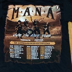 Mana “Vivir Sin Aire Tour” Graphic T-Shirt Size S Band Tee M.A.N.A.