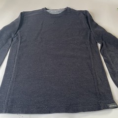 Eddie Bauer Men’s Blue Waffle Knit Long Sleeve Crew Neck Logo T-Shirt Size S